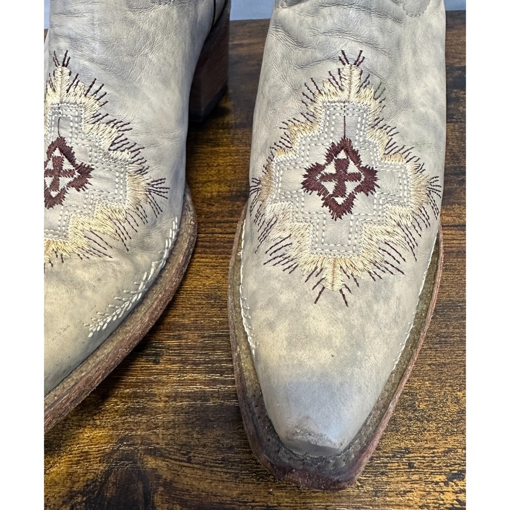 Circle G Embroidered Leather Cowboy Western Boots Distressed Women's Size 8 - Picture 7 of 16